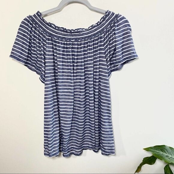 Max studio navy white stripe flowy top size medium - Picture 7 of 7